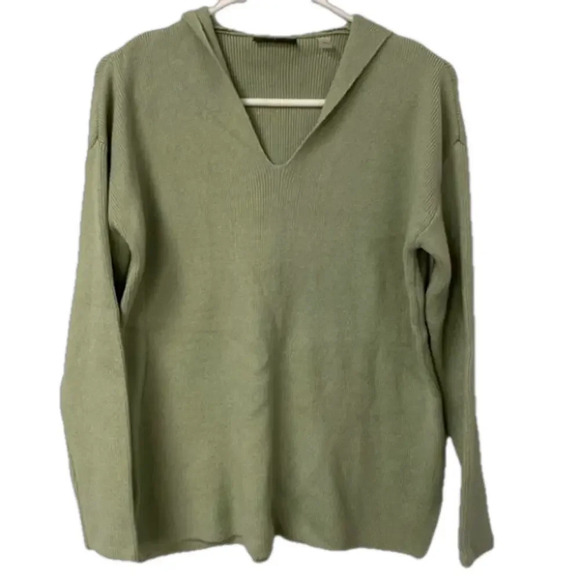 Tahari‎ Women's Sweater Hooded Pullover Soft Ribbed Green Size Small - Picture 1 of 7